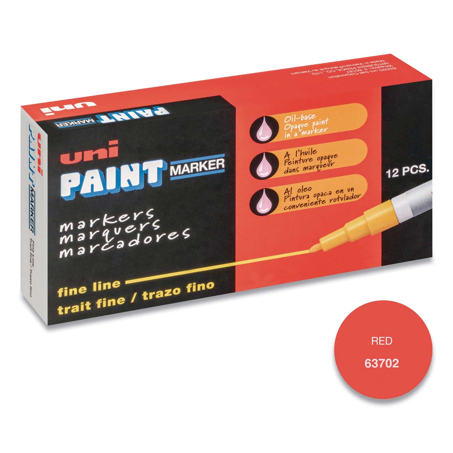 Uni Paint Red Fine Bullet Tip Permanent Marker