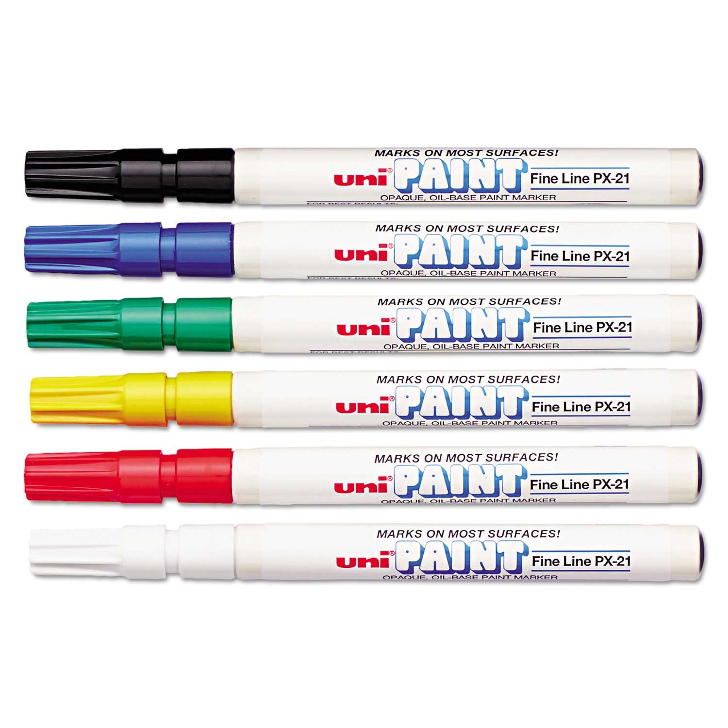 Uni Paint Fine Bullet Tip Assorted Colors Permanent Marker - 6 per set -- 1 set