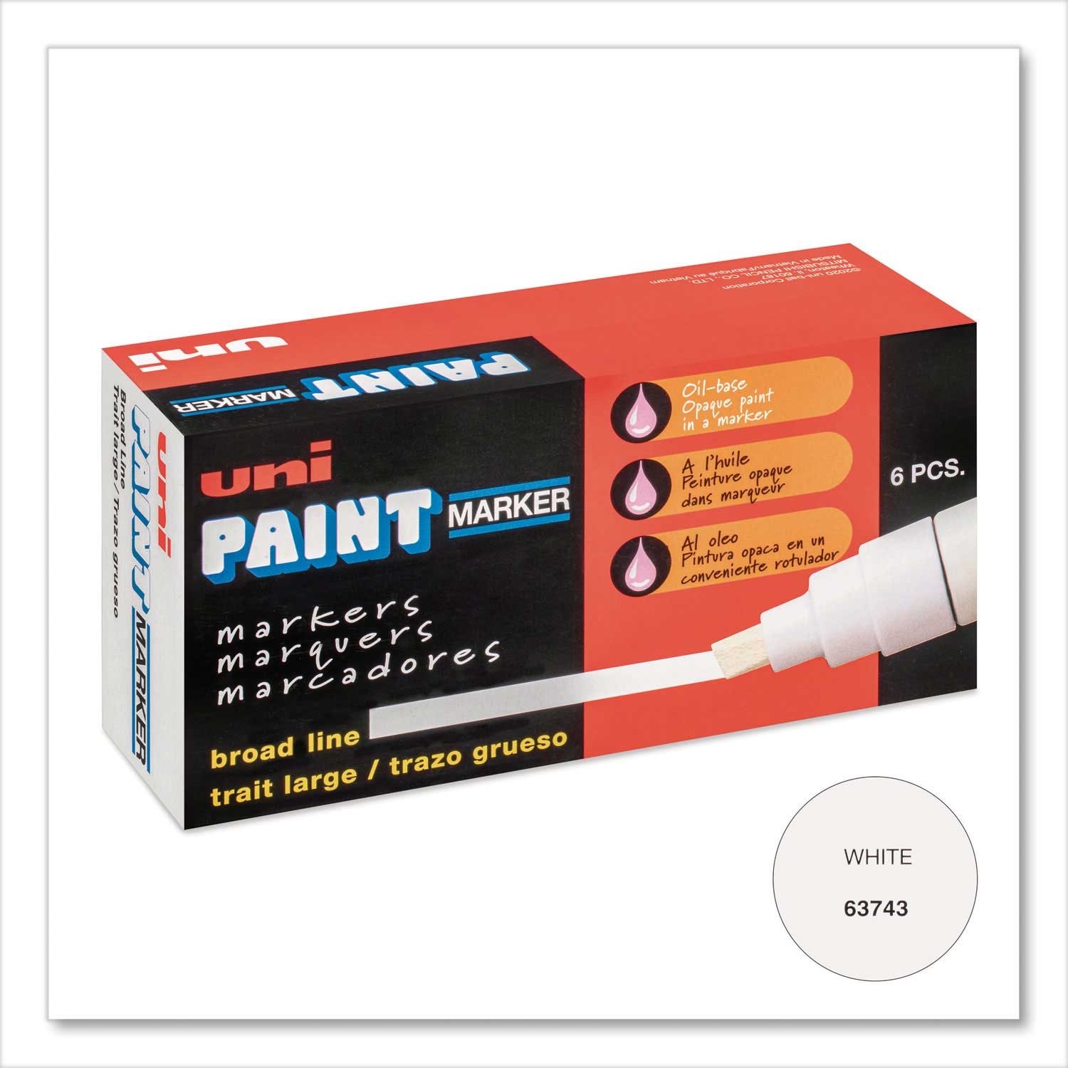 Uni Paint White Broad Chisel Tip Permanent Marker