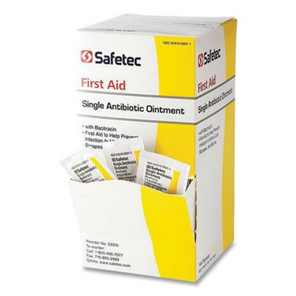 Safetec First Aid Single Antibiotic Ointment, 0.03 Ounce Packet -- 144 per box