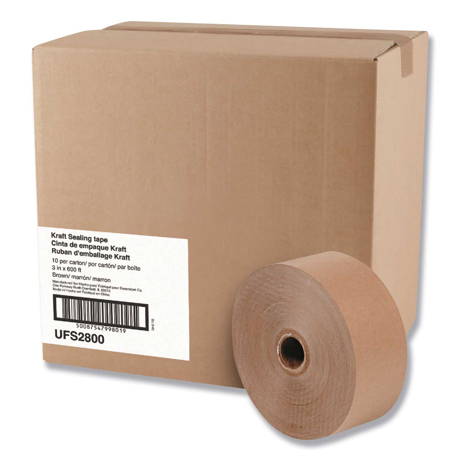 General Supply Brown Gummed Kraft Sealing Tape, 3 inch x 600 Feet -- 10 per case