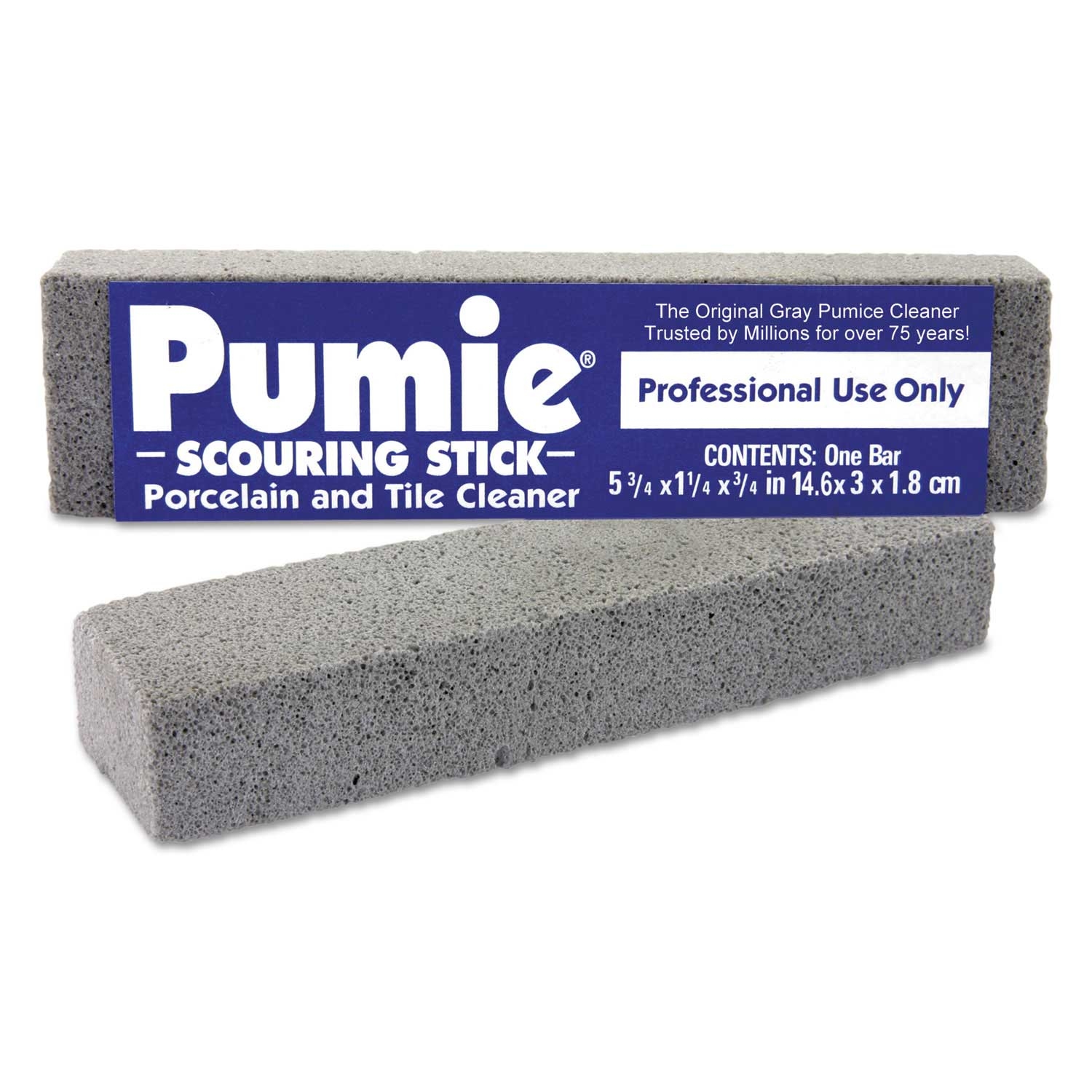 Pumie Gray Pumice Scouring Stick, 5 3/4 x 3/4 x 11/4 inch -- 12 per case