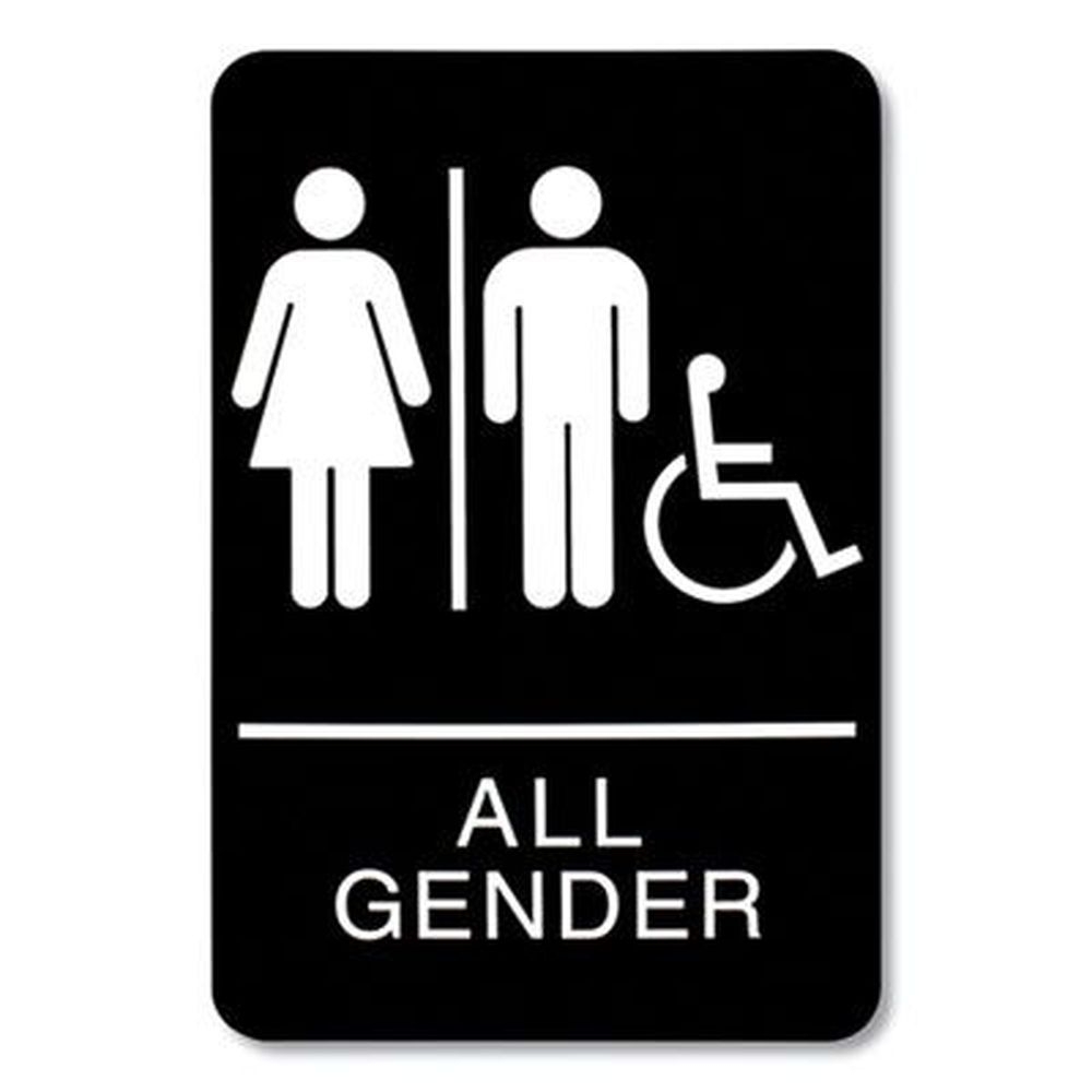 Headline Sign Plastic Black/White All Gender/Wheelchair Accessible Tactile Symbol ADA Sign, 6 x 9 inch