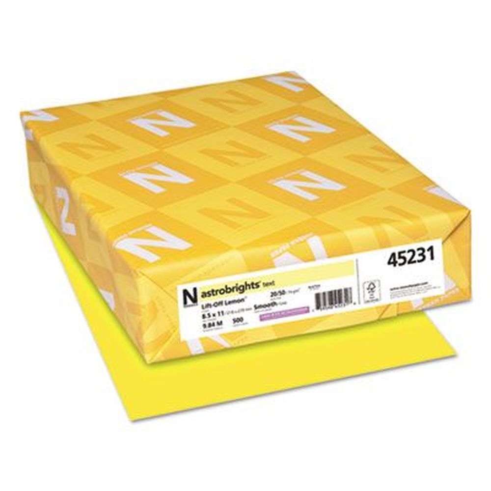 Astrobrights Lift-Off Lemon Color Paper, 20 Pound Bond Weight -- 500 per Ream