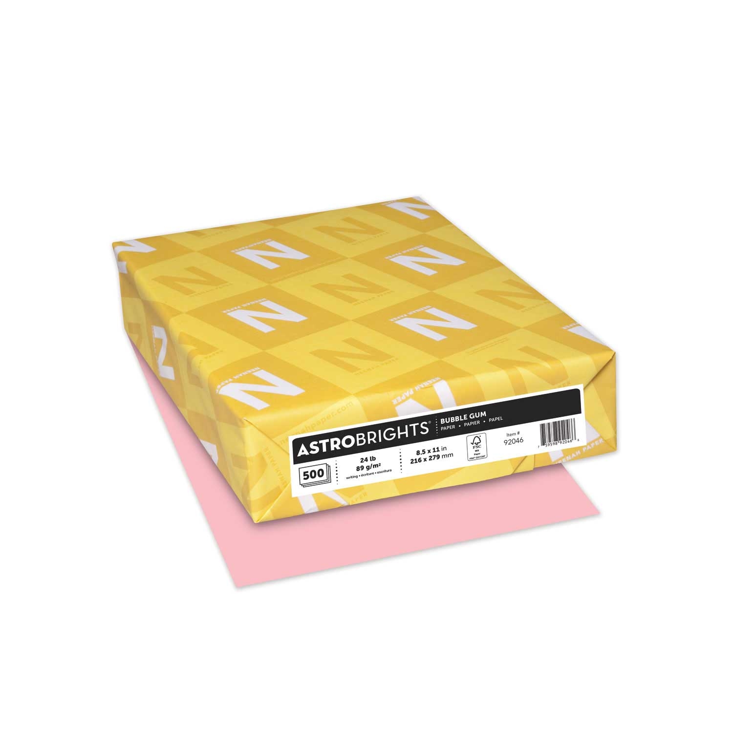 AstroBrights Bubble Gum Color Paper, 8.5 x 11 inch - 500 per ream -- 1 ream