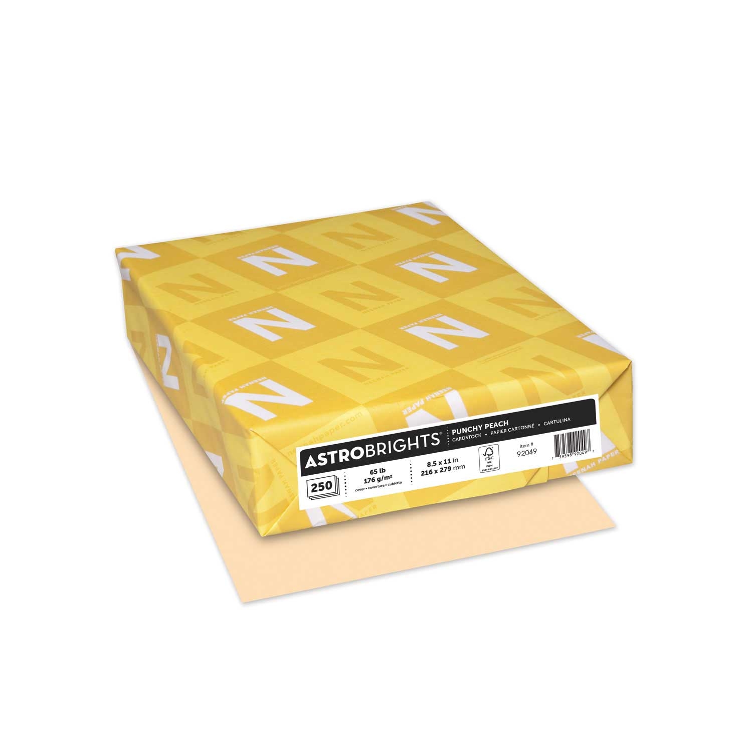 AstroBrights Punchy Peach Color Cardstock, 8.5 x 11 inch - 250 per pack -- 1 pack