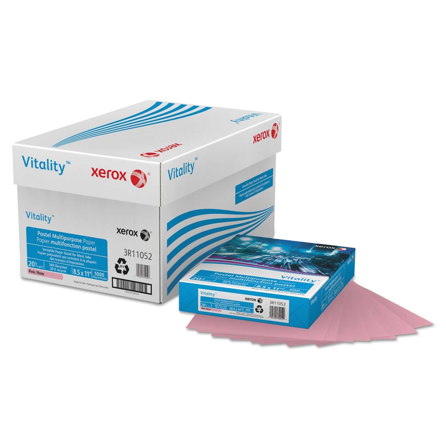 Xerox Pink Multipurpose Pastel Colored Paper, 8.5 x 11 inch - 500 count per reem -- 1 reem per case