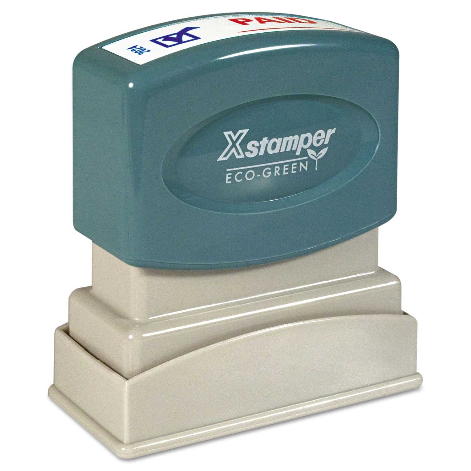 Xstamper Blue/Red Paid Two Color Title Stamp