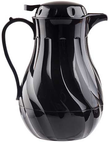 Tablecraft Polypropylene Black Insulated Swirl Coffee Carafe, 64 Ounce Capacity