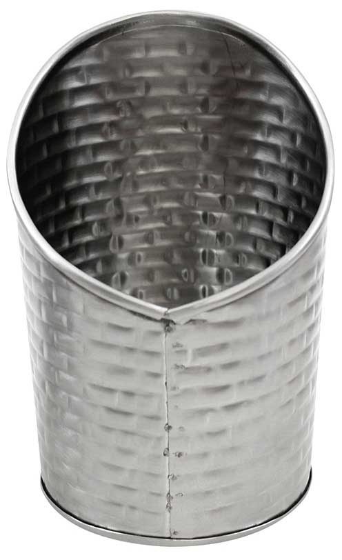Tablecraft Brickhouse Stainless Steel with Embossed Brick Pattern Slanted Round Fry Cup, 3.375 x 3.375 x 4.625 inch