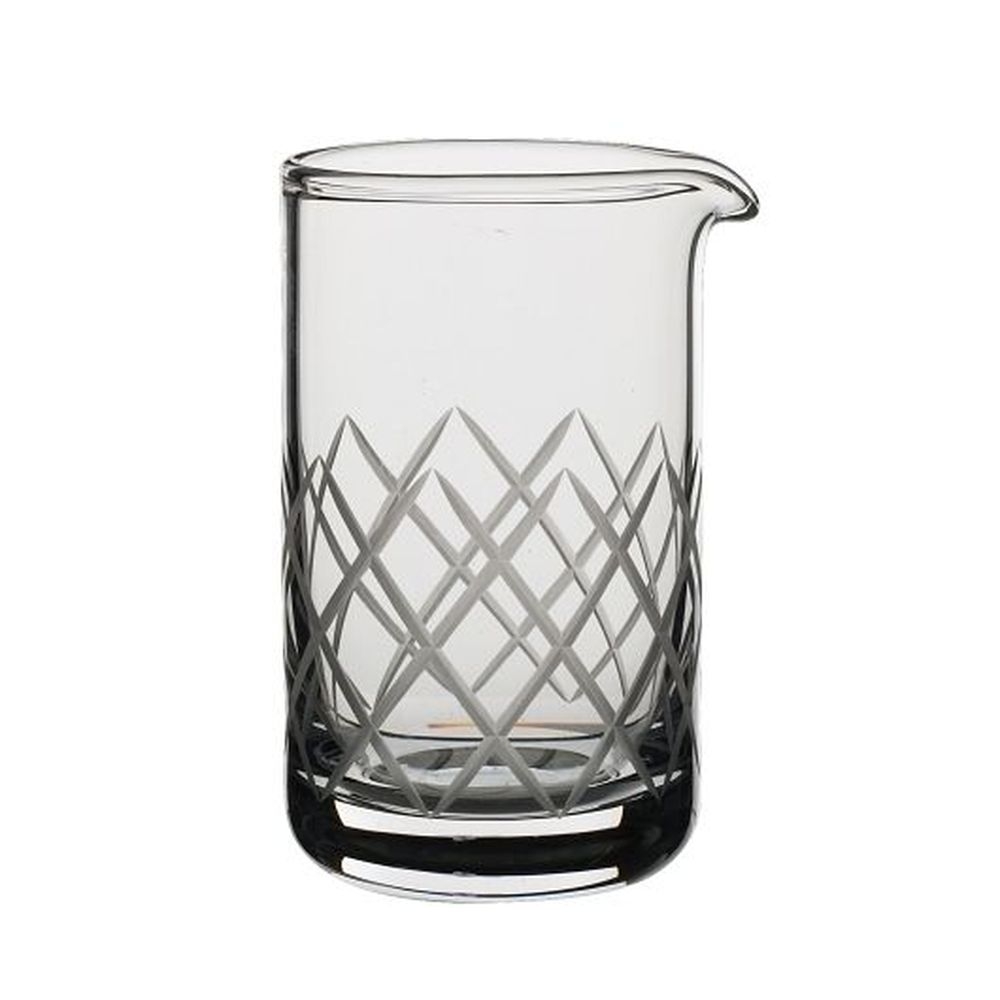 Glass 20.5 Ounce Knox Machine Made Mixing Beaker with Polished Diamond Cuts, 12 count