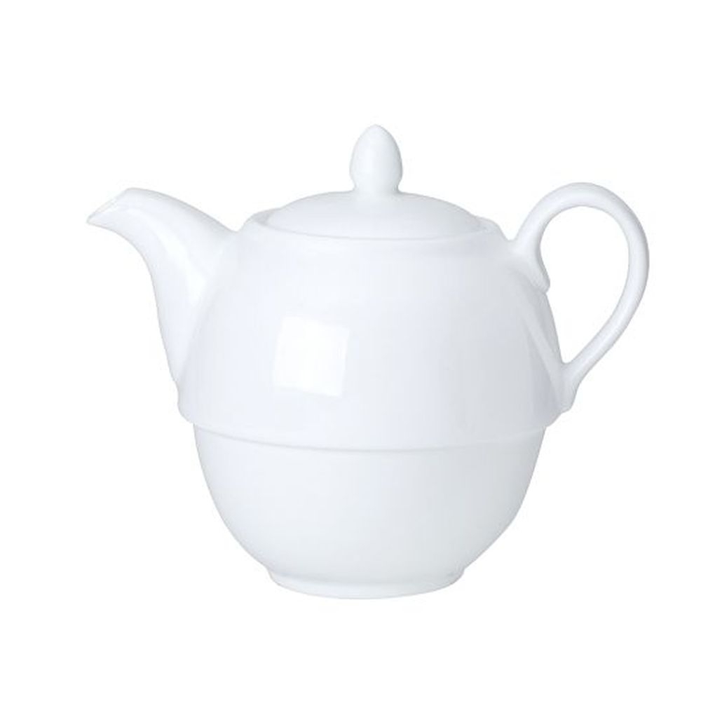 Coupe White Bone China 16 Ounce Tea for One Teapot, 6 count