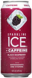 Sparkling Ice Caffeine Black Raspberry Sparkling Water, 16 Fluid Ounce Can -- 12 per case.
