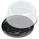 Displaycake Black 1-2 Layer Cake Display Container with Clear Dome Lid, 8 inch -- 160 per case.