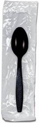 Advantage Heavy Weight Polypropylene Black Wrapped Teaspoon -- 1000 per case