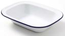 American Metalcraft White with Blue Rim Oblong Enamel Bowl, 32 Ounce