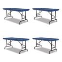 Correll Rectangular Blue Top Adjustable Folding Table with Black Legs, 48x 24x 22 inch to 32 inch -- 4 per case
