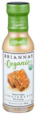 Briannas Organic Honey Ginger Vinaigrette Salad Dressing, 10 Fluid Ounce -- 6 per case