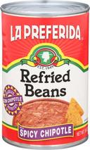 La Preferida Spicy Chipotle Refried Beans, 16 Ounce -- 12 per case