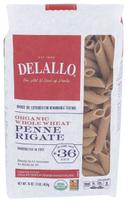 Delallo Organic Whole Wheat Penne Rigate Pasta, 16 Ounce -- 8 per case