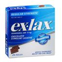 Ex Lax Regular Strength Chocolated Stimulant Laxative Constipation Relief Pills - 24 count per pack -- 36 packs per case