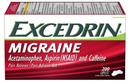 Excedrin 65 Milligram Migraine Pain Reliever, 200 count per pack -- 24 per case.