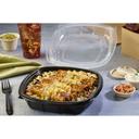 Sabert Black Square Base with Clear Lid Hinged Container, 50.7 Ounce Capacity -- 112 per case.
