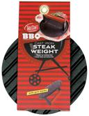 Tablecraft Coated Cast Iron Round Steak Weight with Wood Handle, 7 inch -- 4 per case
