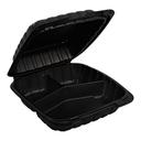 Empress Earth Black Mineral Filled Polypropylene Three Compartment Hinged Container, 8 x 8 x 3 inch -- 150 per case.
