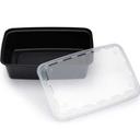 Cubeware Black Rectangular Plastic Container and Clear Vented Lid, 38 Ounce -- 150 sets per case