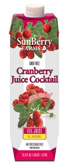 Sunberry Farms Cranberry Cocktail Juice, 33.81 Fluid Ounce -- 12 per case.