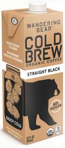 Wandering Bear Coffee Organic Straight Black Cold Brew Coffee, 32 Fluid Ounce -- 6 per case