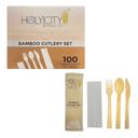 Holy City Straw Company Wrapped Bamboo Cutlery Set -- 400 per case