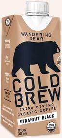Wandering Bear Coffee Organic Straight Black Cold Brew Coffee, 11 Fluid Ounce -- 12 per case