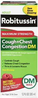 Robitussin Adult Maximum Strength Cough Plus Chest Congestion DM Relief, 12 Fluid Ounce -- 12 per case.