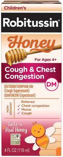 Childrens Robitussin Honey Cough and Chest Congestion Relief, 4 Fluid Ounce -- 24 per case.