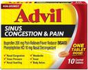Advil Sinus Congestion and Pain Relief Tablet, 10 count per pack -- 72 per case.