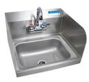 BK Resources 304 Stainless Steel Standard Splash Mount Wall Sink with 14 x 10 x 5 inch Side Splashes Faucet Bowl Size