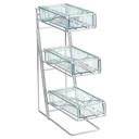 Cal-Mil Silver Frame 3 Tier Condiment Display with Faux Glass Bin, 5.25 x 14 x 18 inch