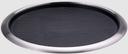 Service Ideas Brushed Stainless and Black Original Non Slip Round Removable Insert Stackable Bar and Serving Tray, 16 x 16 x 1 inch