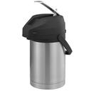 Service Ideas Color Me SVAC Brushed Stainless Finish Vacuum Insulated Airpot with Black Lever Pump Lid, 2.2 Liter Capacity