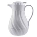 Tablecraft Polypropylene White Insulated Swirl Coffee Carafe, 40 Ounce Capacity