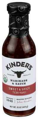 Kinders Organic Sweet and Spicy Teriyaki Marinade Sauce, 15 Ounce -- 6 per case