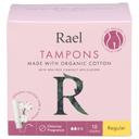 Rael Organic Regular Cotton Tampon, 18 count