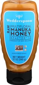 Wedderspoon K Factor 12 Multifloral Raw Manuka Honey, 12 Ounce -- 6 per case