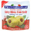 Frutto Ditalia Pitted Green Spicy Olives, 1.1 Ounce -- 60 per case