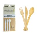 Holy City Straw Company Assorted Bamboo Cutlery Set, 6.7 inch -- 24 per case