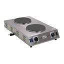Cadco Portable Stainless Double Space Saver Hot Plate with Cast Iron Elements, 13 1/2 4 1/8 22 3/4 inch