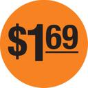 Adhesive Label Circle Red Glo Dollar 1.69 Pre-Priced Label, 1.5 inch -- 1000 per roll