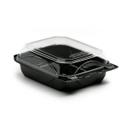 The BottleBox PET Black and Clear One Piece Hinged Container, 8.60 x 6.60 x 2.88 inch -- 250 per case.